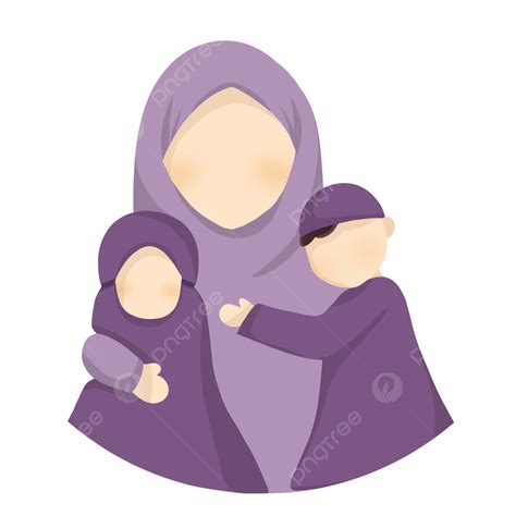 Ibu Dengan Anak Laki Laki Dan Anak Perempuan Keluarga Muslim Ibu Dan