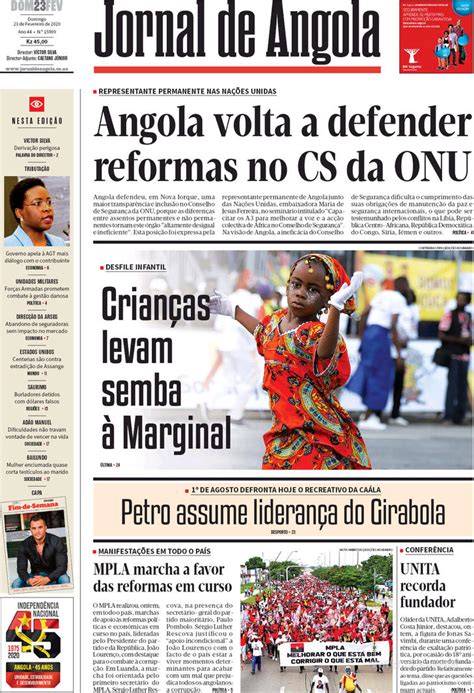 Capa Jornal De Angola De 2020 02 23