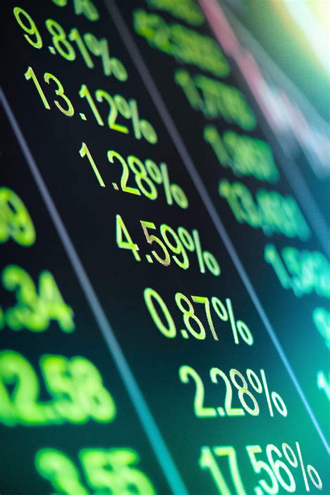 Stock Market Trading Digital Blackboard With Green Numbers Free Stock