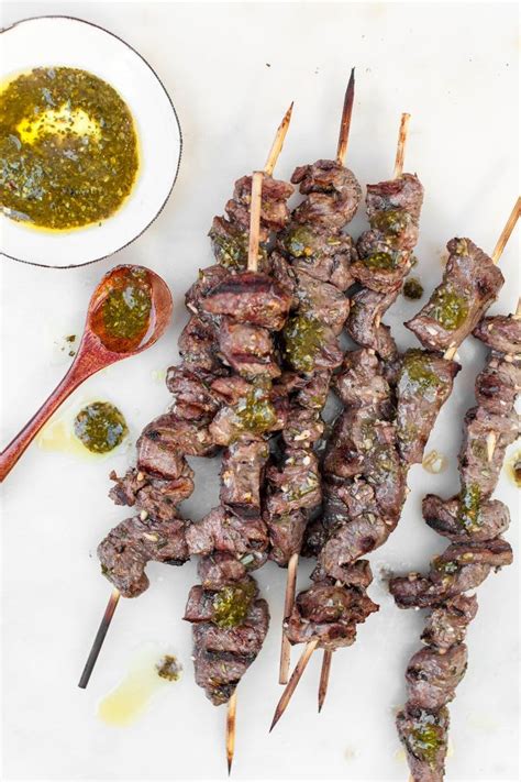 Grilled Lamb Skewers With Chimichurri