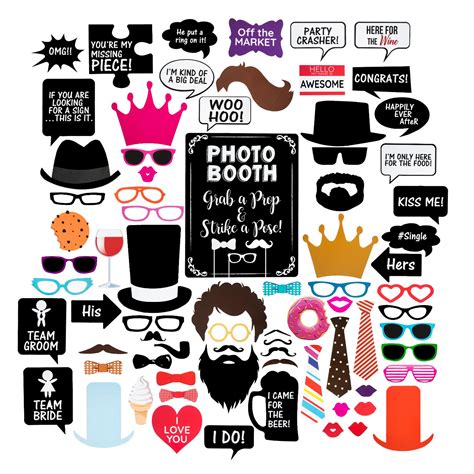 75 Piece Photo Booth Props Variety Of Designs Photo Decorations