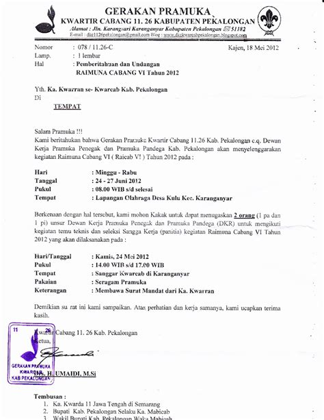 Contoh Surat Undangan Kegiatan Perkemahan Pramuka Sample Surat Undangan Images And Photos Finder