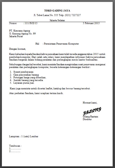 16 contoh surat pesanan barang bahasa inggris elektronik. Contoh Surat Pemesanan Barang Elektronik Bentuk Block Style