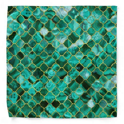 Quatrefoil Moroccan Pattern Green Malachite Bandana Zazzle Com Art