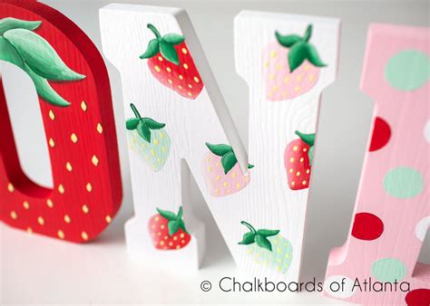 This Listing Is For The Strawberry Letters One Hand Painted In