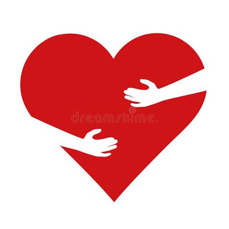 Hugging Heart Symbol Hug Yourself Flat Vector Illustration Stock