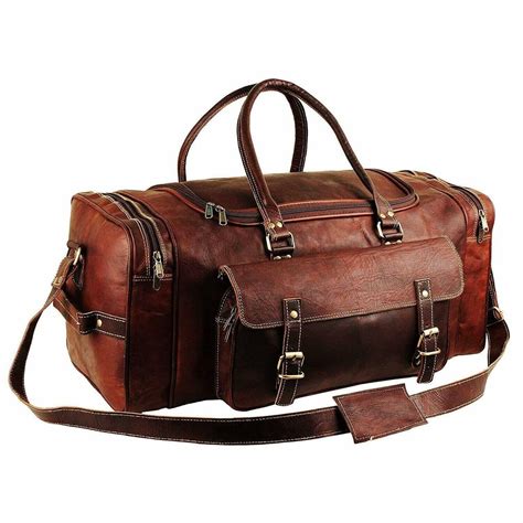 Genuine Leather Traveler Overnight Weekender Duffle Bag