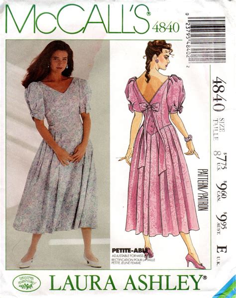 1990s Laura Ashley Dress Pattern Vintage Mccalls 4840 Size 8 Uncut