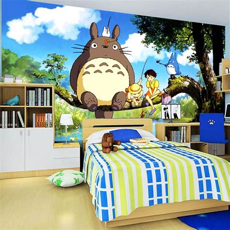 Cute Japanese Anime Totoro Wall Mural Silk Wallpaper Custom Large Photo