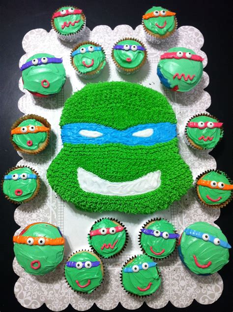 Teenage Mutant Ninja Turtles Cake And Cupcakes Kids Birthday Party