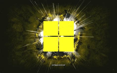 Download Wallpapers Windows 11 Logo Grunge Art Windows Yellow Stone