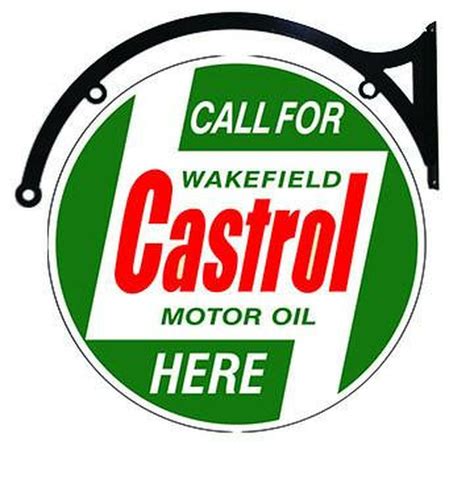 Castrol Motor Oil Double Sided 22 Round Metal Sign With Metal Hanger
