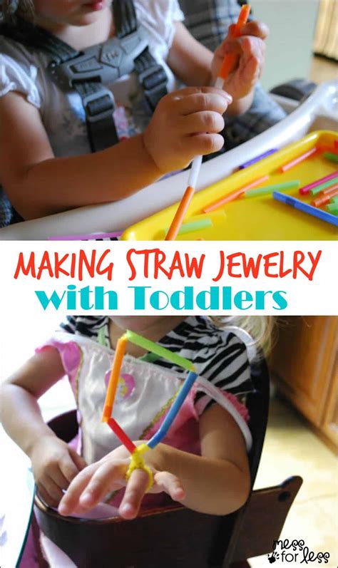 Toddler Activity: Making Straw Jewelry - Mess for Less