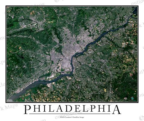 Philadelphia Pa Area Satellite Map Print Aerial Image Poster