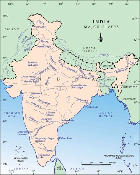 Drainage Of India Rivers And Lakes Map