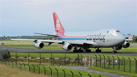 Cargolux Boeing 747 400f Landing And Takeoff At Prestwick Airport Youtube