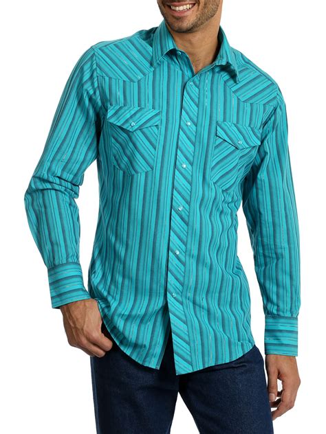Wrangler Mens Long Sleeve Striped Western Shirt