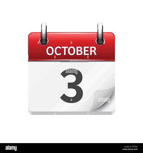 October 3 Vector Flat Daily Calendar Icon Date And Time Day Month