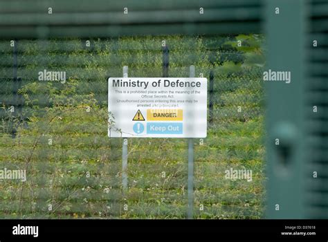 Ministry Of Defence Mod Sign Danger Keep Out Viewed Through High