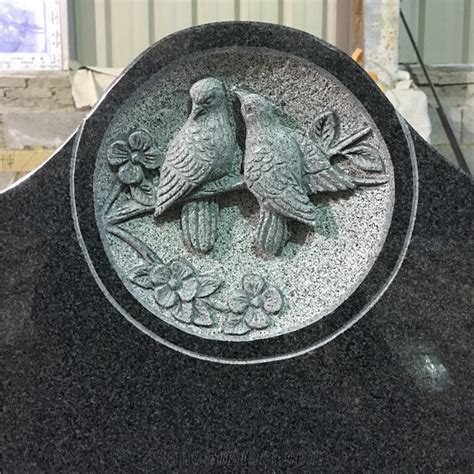 G654 Carved Doves Granite Single Upright Headstone From China