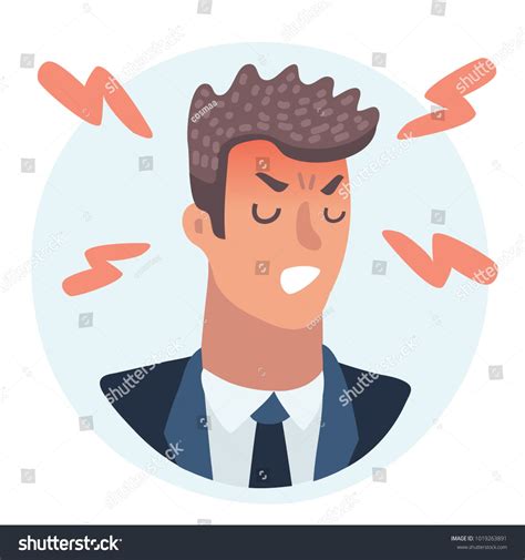 Vector Cartoon Illustration Of Emotion Avatar Angry Man In Rage