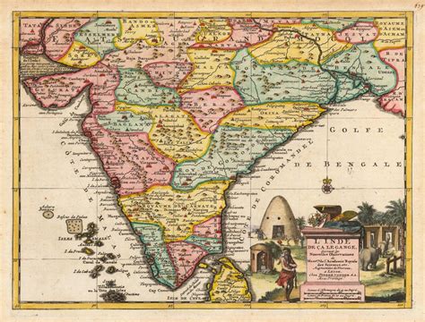 Old Map Of India 1700 Rare Map Antique Fine Reproduction Etsy