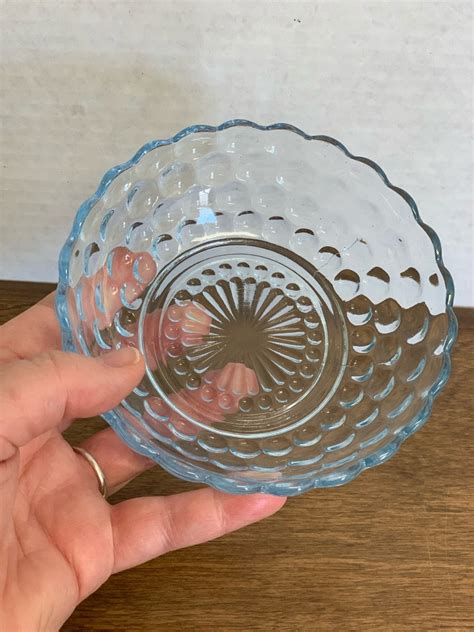 Vintage Mini Blue Glass Bowl Bubble Pattern Bowl Mid Century Etsy