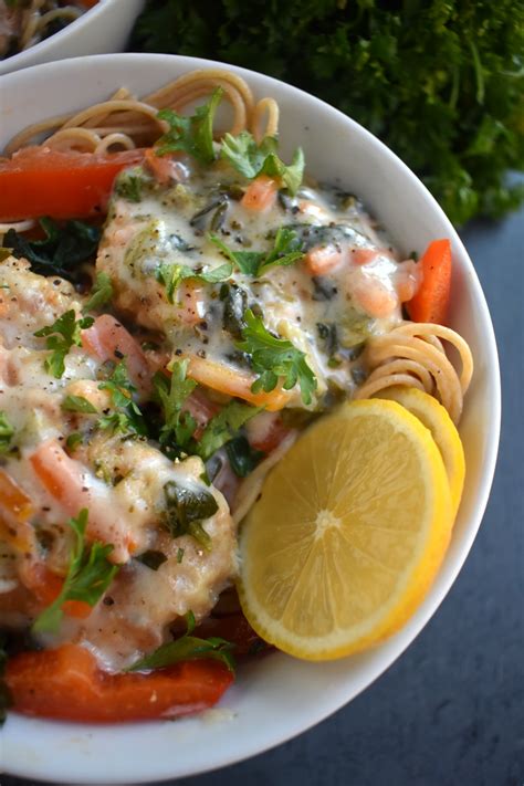 Chicken and mushroom pasta in pesto white wine parmesan sauce is a delicious 30 minute dinner. White Wine Lemon Chicken | The Nutritionist Reviews