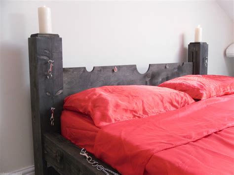 Black Sex Bondage Fetish Chunky Solid Bed Frame Converts Into