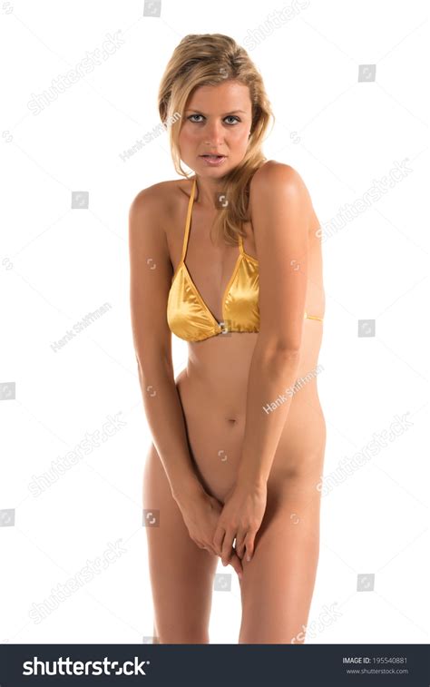 Beautiful Tall Blonde Woman Yellow Bikini Stock Photo Shutterstock