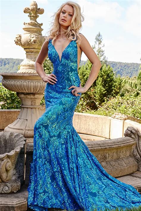 Stunning Elegant Blue Formal Prom Dress