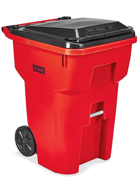 Uline Trash Can With Wheels 95 Gallon Red H 7938r Uline
