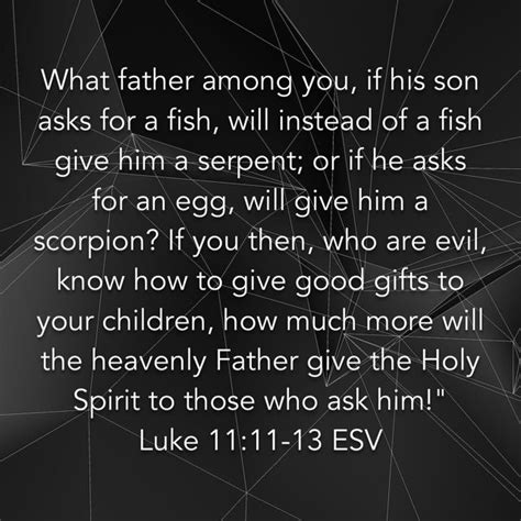 Luke 1111 13 What Father Among You If His Son Asks For A Fish Will