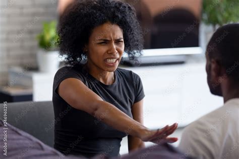 Abused Angry Scared African Wife Victim Shows Stop Enough Violence Hand