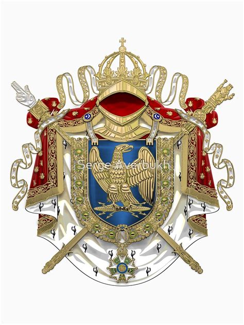 Greater Coat Of Arms Of The First French Empire Over White Leather T