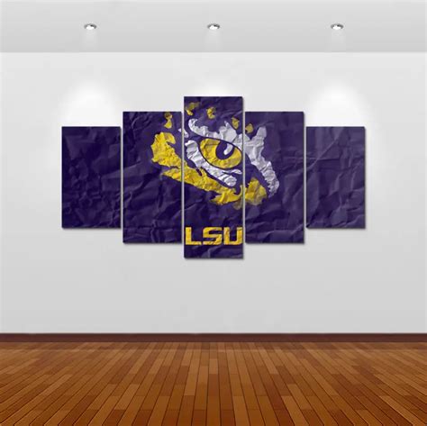 5pcs Print Lsu Eye Of The Tiger Painting Home Decor Canvas Art Print