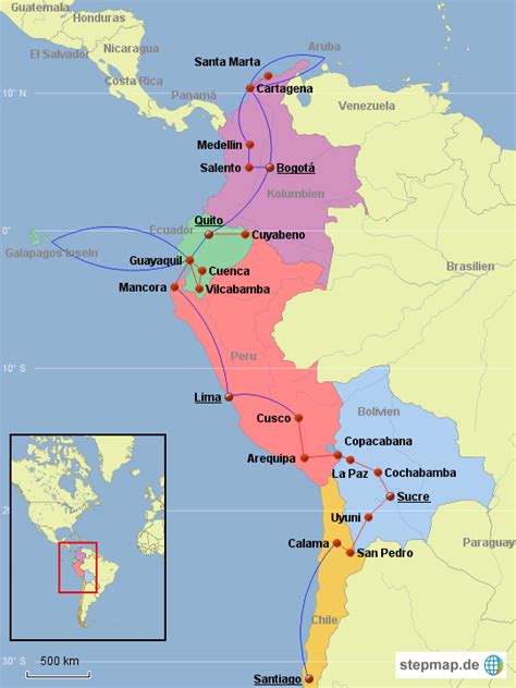 Stepmap Südamerika Reise 14 Landkarte Für Südamerika