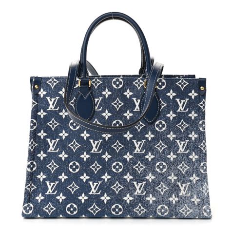 Louis Vuitton Monogram Jacquard Denim Onthego Mm Bleu 965759 Fashionphile