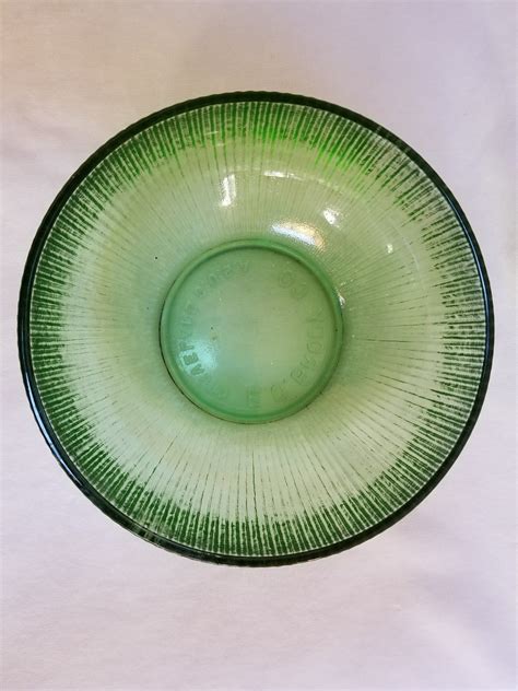 Eo Brody Co Green Ribbed Glass Bowl Cleveland Oh Usa Depression Era Other