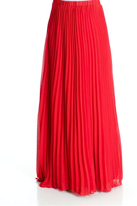 red pleated maxi skirt kabayare
