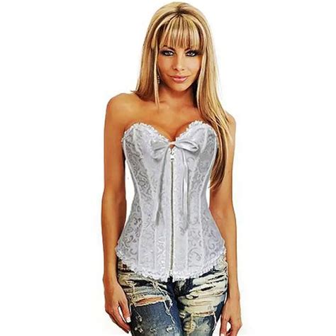 High Quality 12 Steel Boned Waist Corsets White Long Torso Overbust Corsets Bustiers Lace Waist