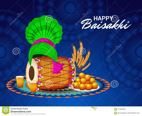 Happy Baisakhi Punjabi Festival Celebration Stock Illustration