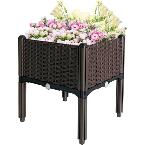 Plastic Square Raised Garden Bed Kit Planter Box With Self Watering