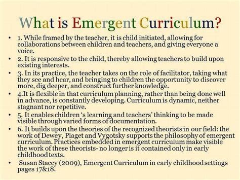 Emergent Curriculum Defined This Is The Main Way Us Elcc Students Have