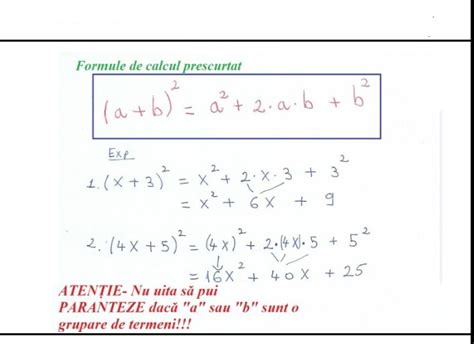 Formule De Calcul Prescurtat Teorie Exemple Exercitii Rezolvate