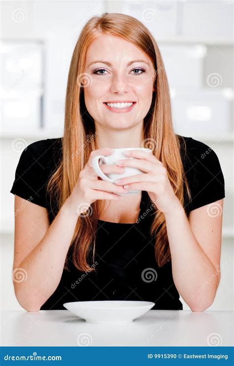 Caucasian Woman With Drink Stock Photo Image Of Young 9915390