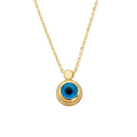 14K Real Solid Gold Evil Eye Necklace For Women Turkish Evil Eye Pendant