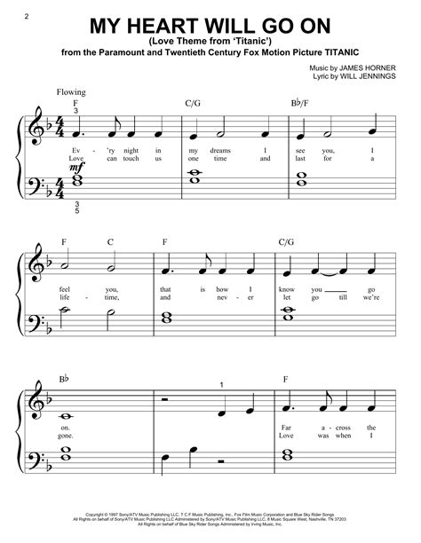 My Heart Will Go On Love Theme From Titanic Sheet Music For Piano Solo Big Note Book By Will