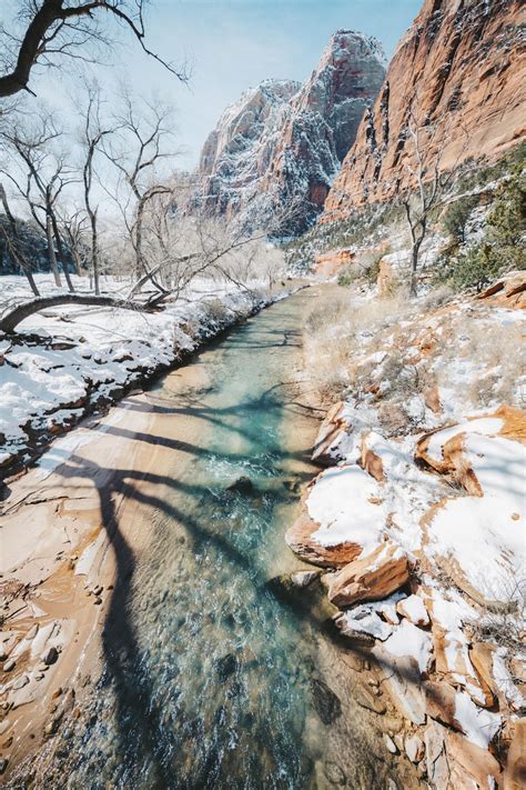 A Sunny Winter Day On The Virgin River In Zion National Park Utah Oc