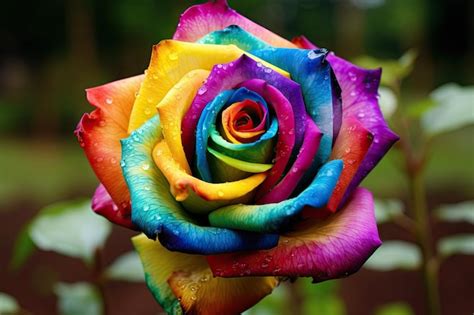 Premium Ai Image The Rainbow Rose Is A Flower With Artificially